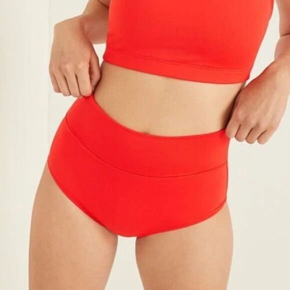 Victoria's Secret Pink Active High Waist Shortie Bikini Bottom in Red size S NWT - Picture 9 of 10